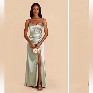 Birdy Grey Shiny Satin Sage Catherine Dress Bridesmaid